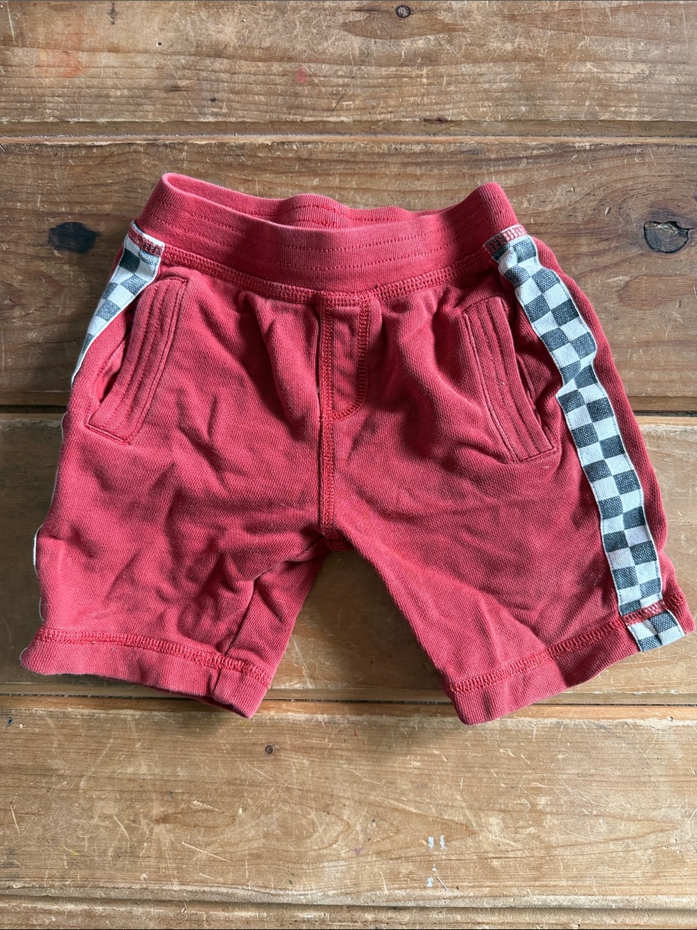 Tea Collection Red Kids Shorts with Check Side Trim